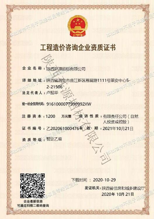 工程造价咨询企业资质证书(图1)
